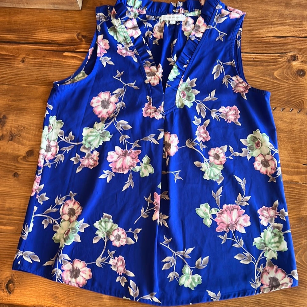 Blue Floral “dressy” top